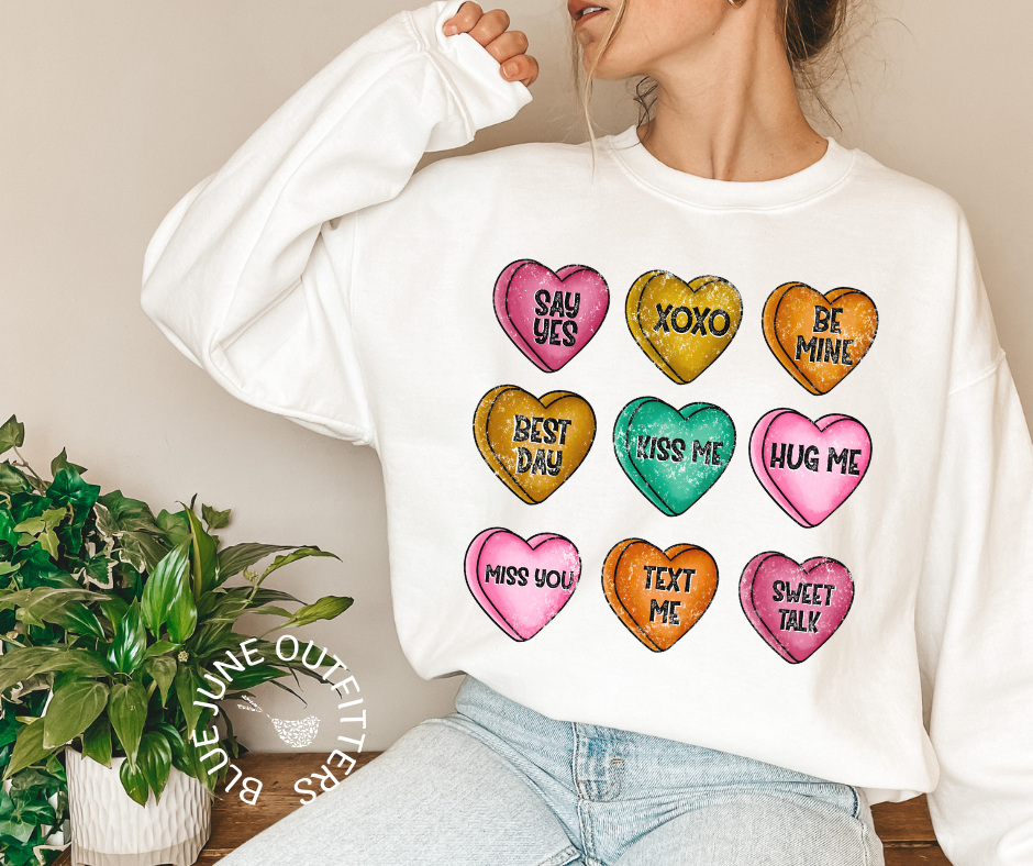 Retro Candy Hearts Valentine Sweatshirt