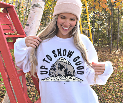 Up To Snow Good | Funny Skull Christmas Sweatshirt