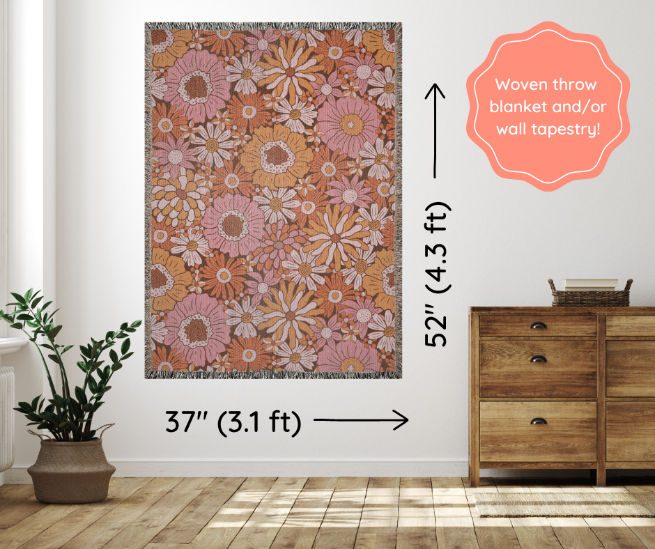 Groovy Pattern | Retro Flowers Woven Blanket