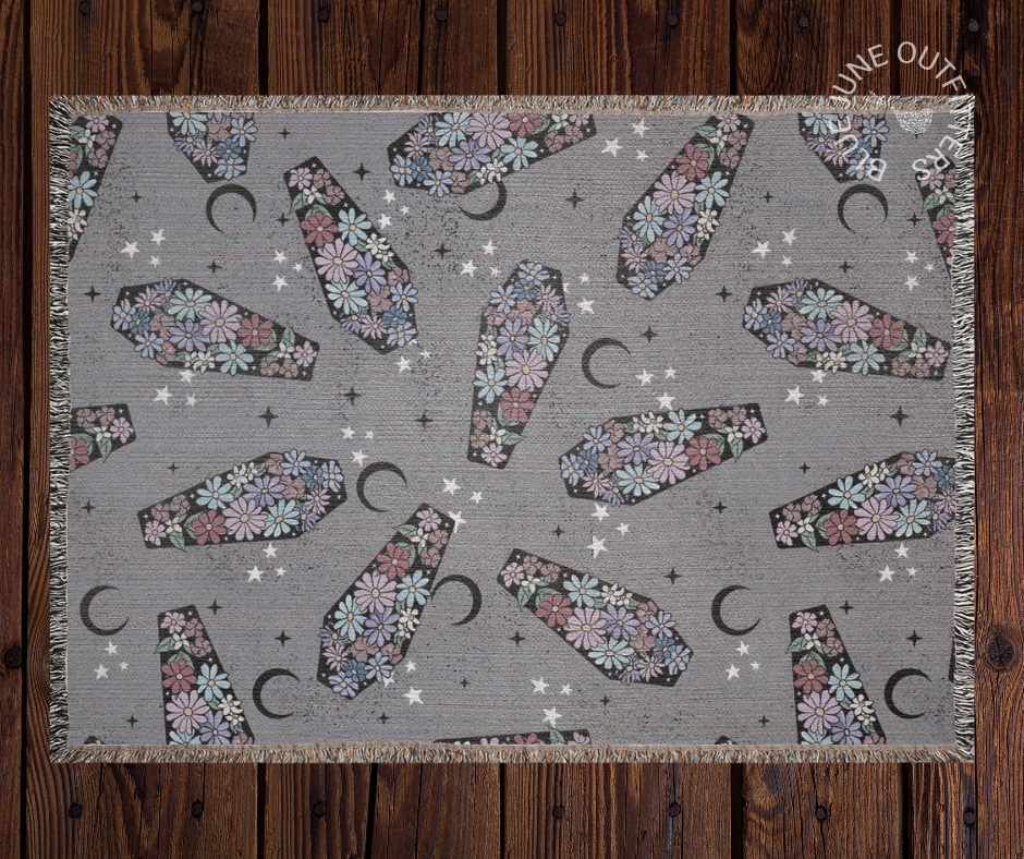 Floral Coffin Pattern | Celestial Woven Blanket