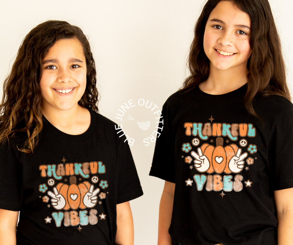 Thankful Vibes | Youth Retro Thanksgiving Tee