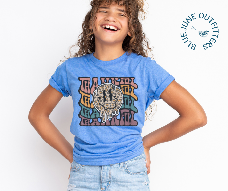 Leopard Thankful | Youth Trendy Thanksgiving Tee